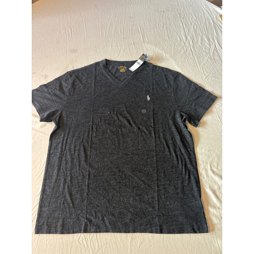 Polo Ralph Lauren T-Shirt Mens Large Black NEW Classic Fit V-Neck Heathered Pony